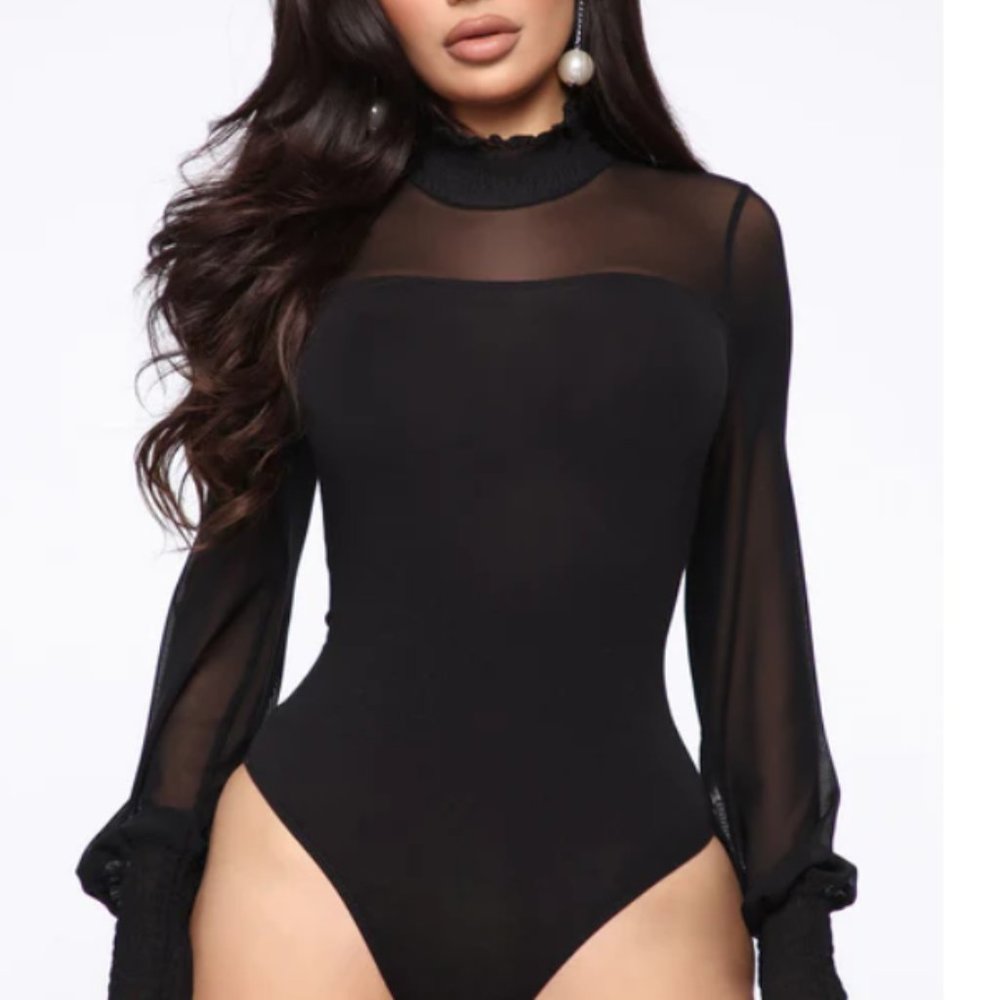 fashion nova - after six mesh bodysuit **NEVER WORN**
